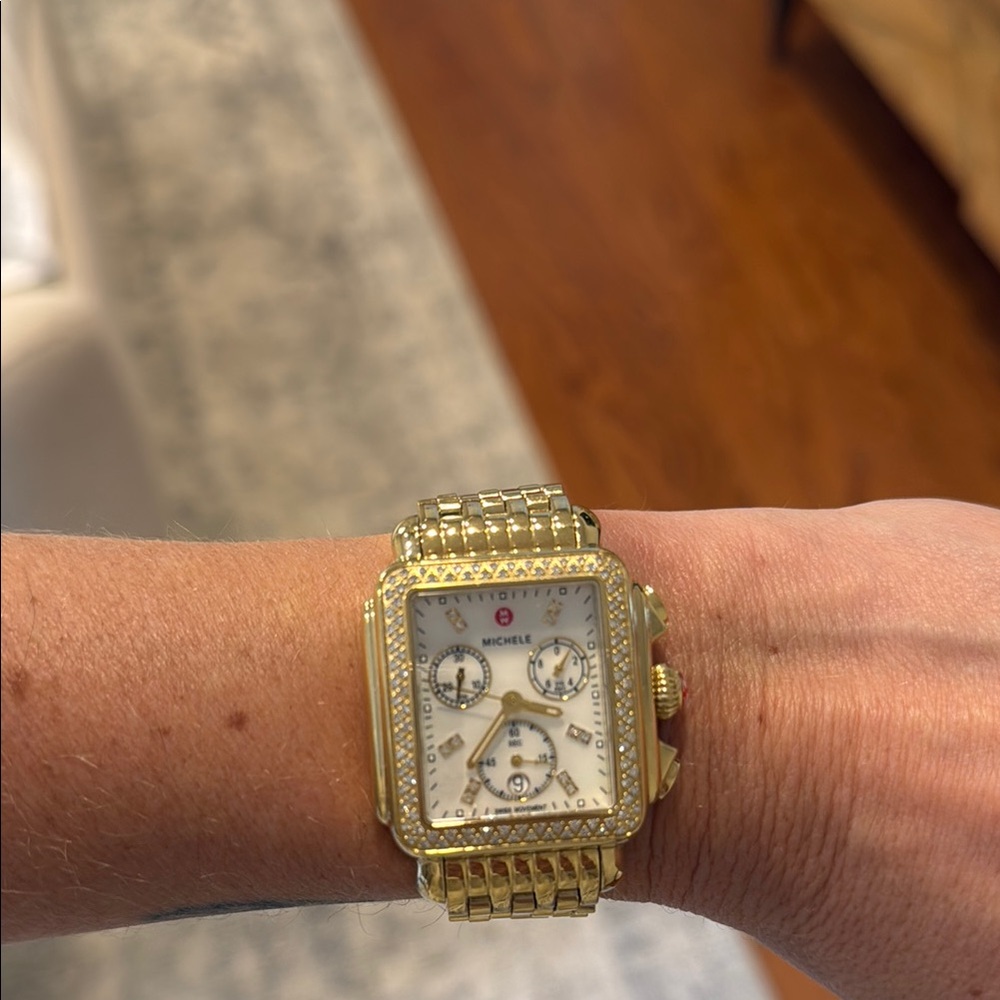 Michele Gold Chronograph Watch